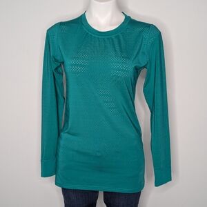 Zyia Active Blue Perforated Breathable Long Sleeve Exercise Top M